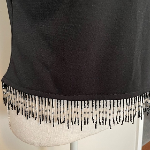 Leslie Fay Evenings Vintage Beaded Fringe Top - Picture 3 of 5